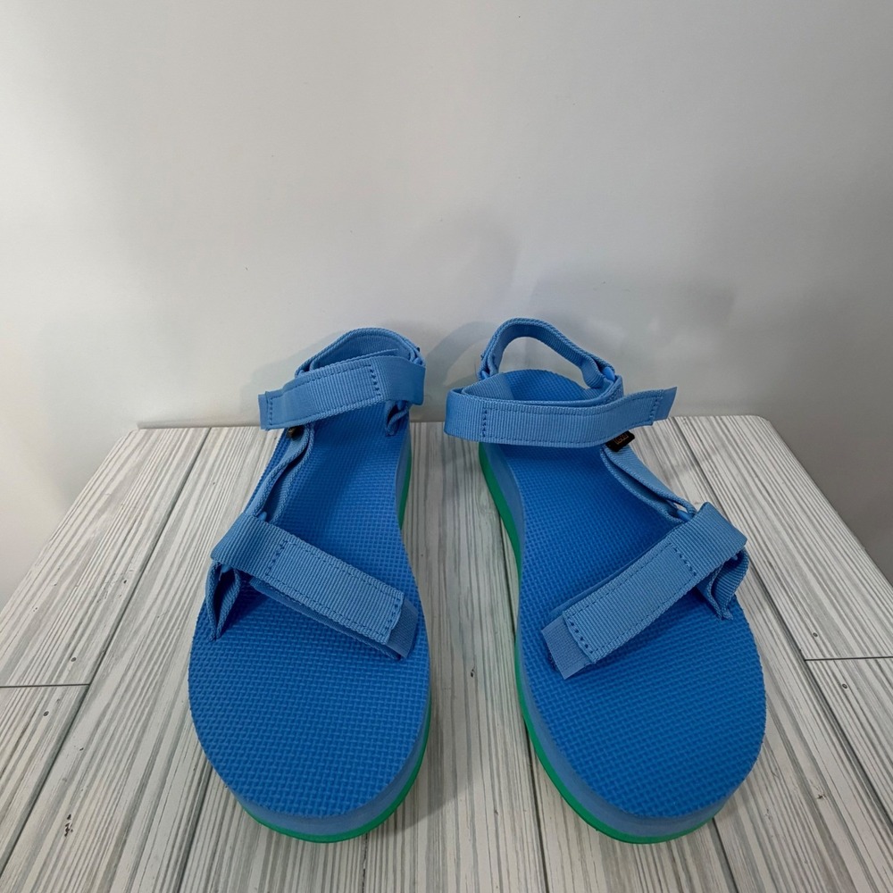 Teva Flatform Universal Blue Green Platform Sandals 1008844 Womens 8 NWOT